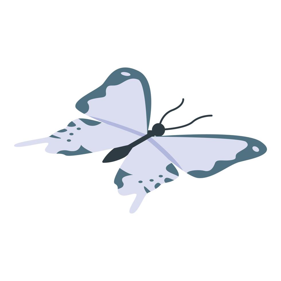White butterfly icon, isometric style vector