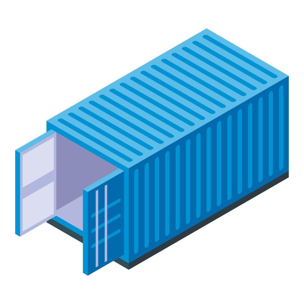 Blue cargo container icon, isometric style vector