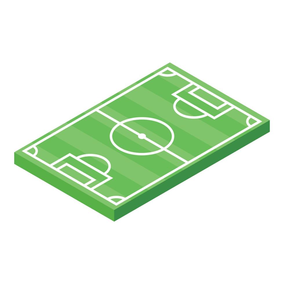 icono de campo verde de fútbol, estilo isométrico vector