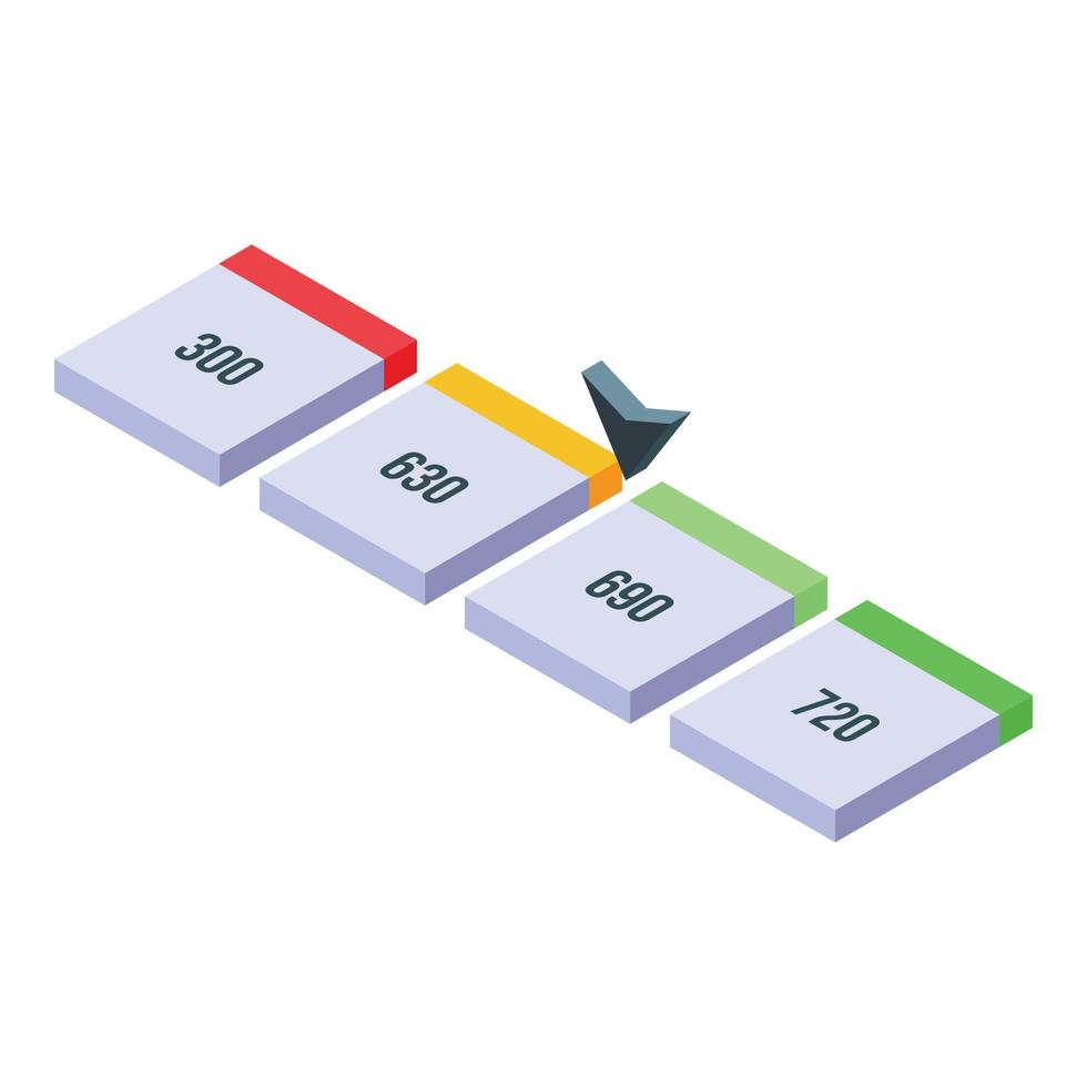 Medium credit score icon, isometric style vector