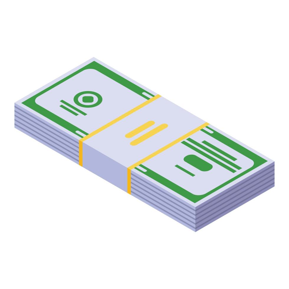 Money pack icon, isometric style vector