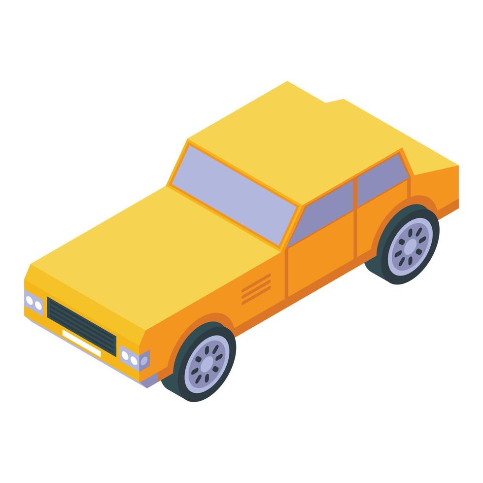 Yellow old car icon, isometric style vector