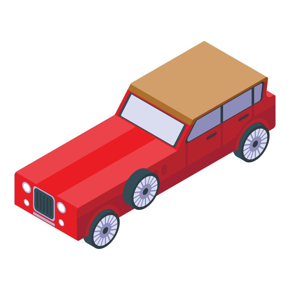 Retro cabriolet car icon, isometric style vector
