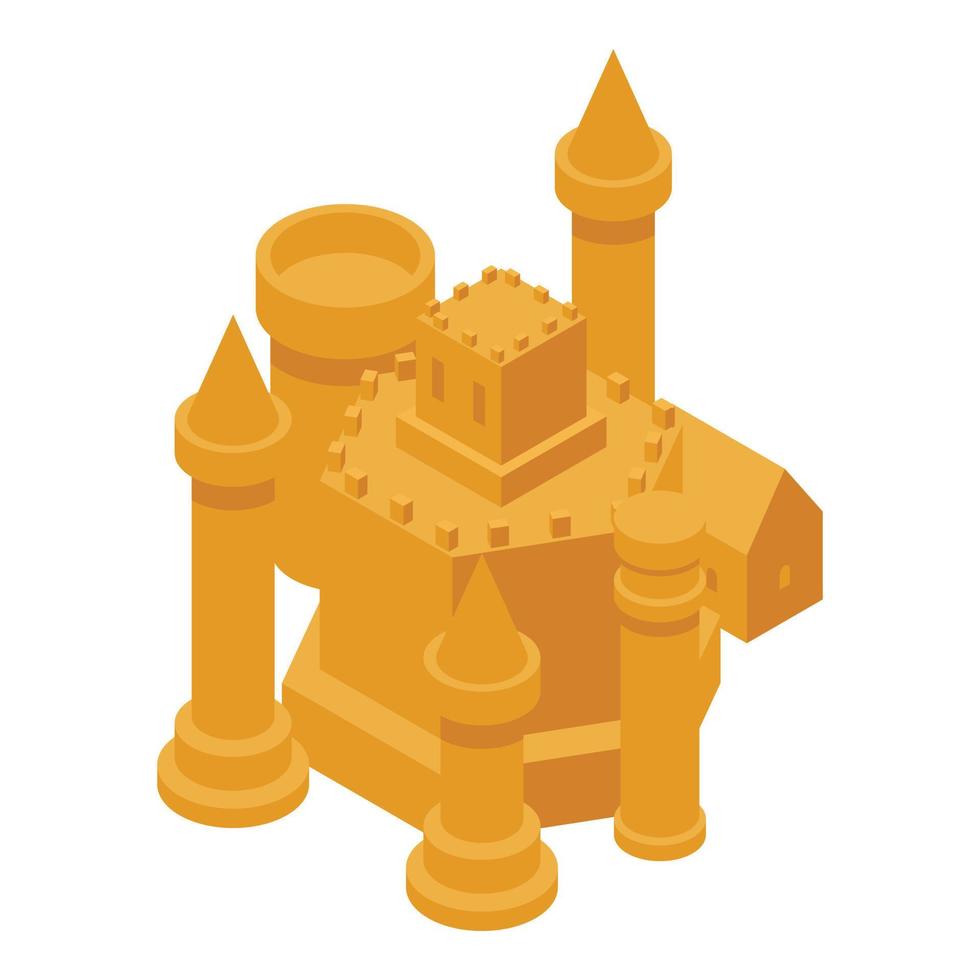 Sand castle icon, isometric style vector