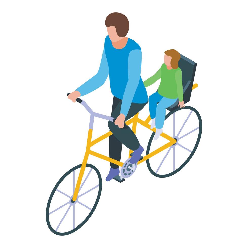 Family ride bike icon, isometric style vector