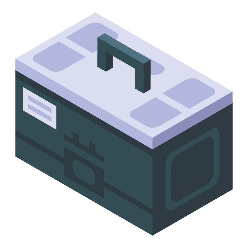 Electrician tool box icon, isometric style vector