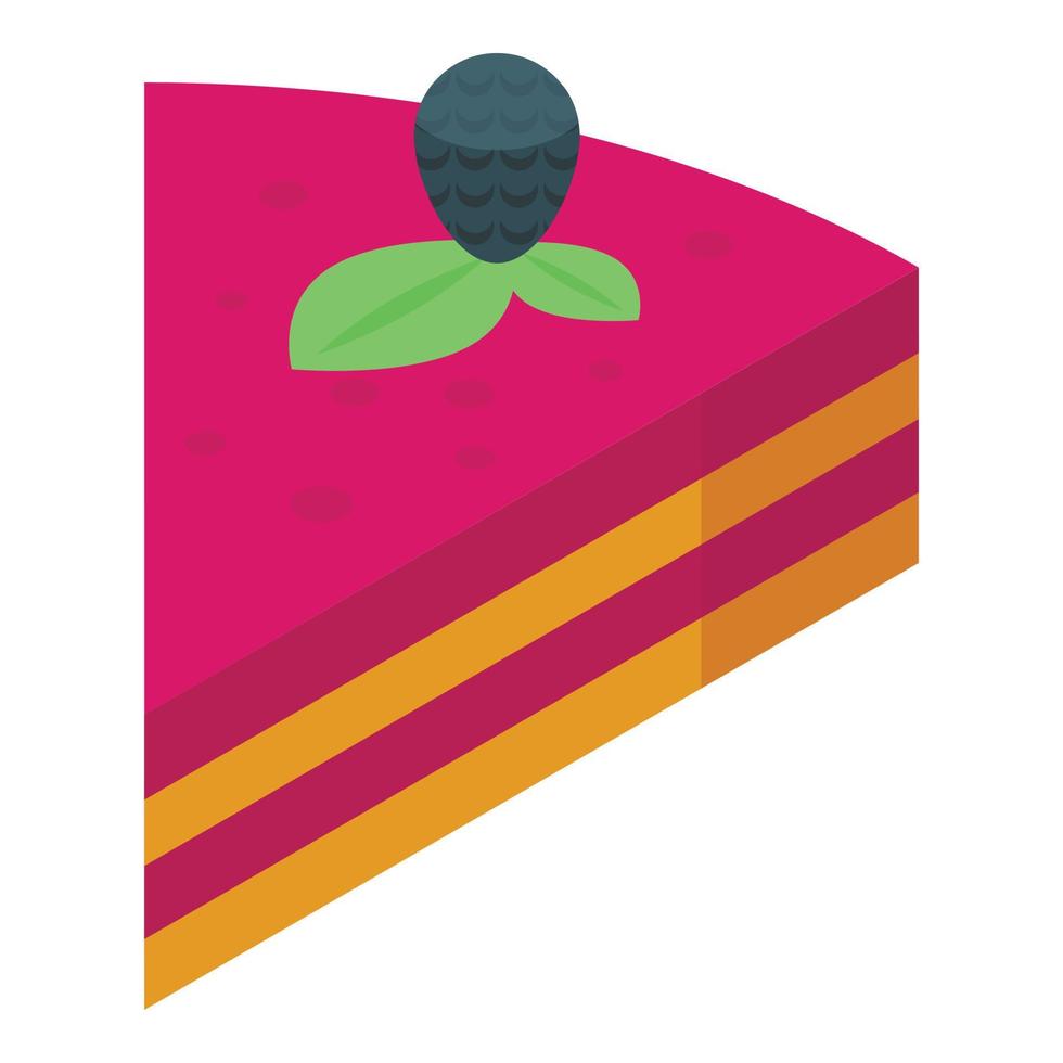 Blackberry piece cake icon, isometric style vector