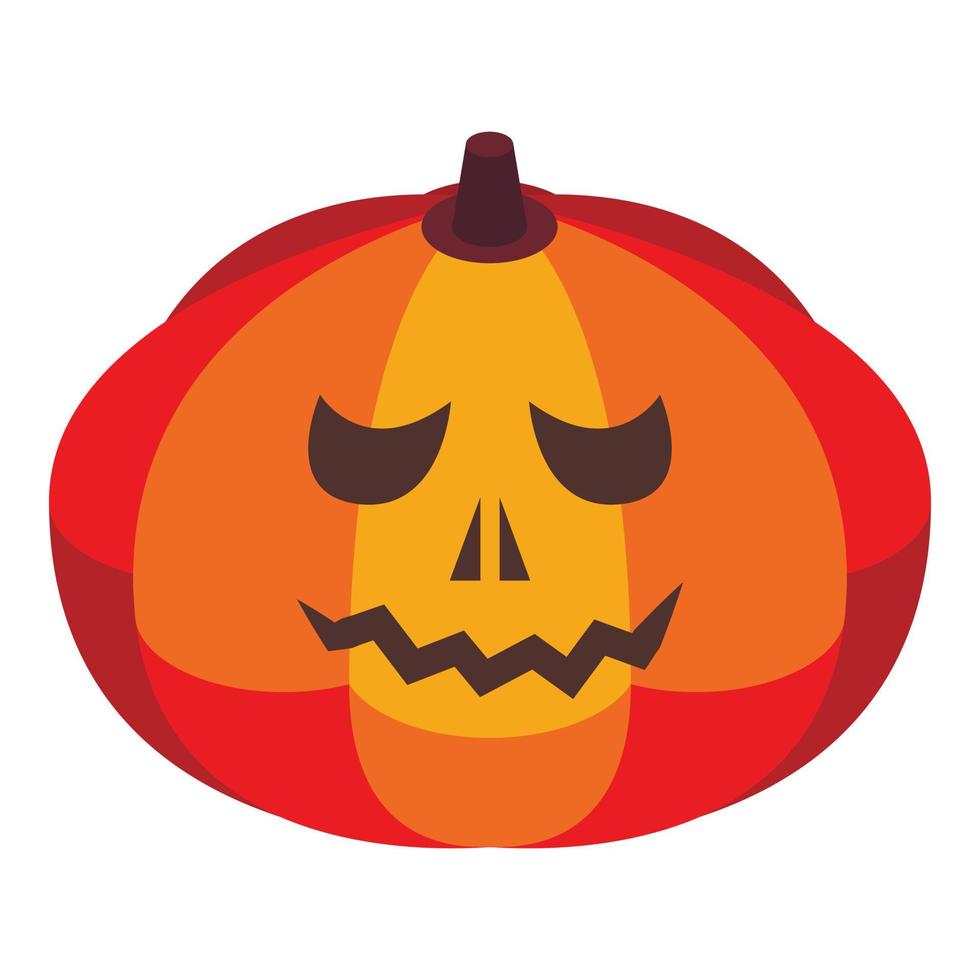 Bad halloween pumpkin icon, isometric style vector