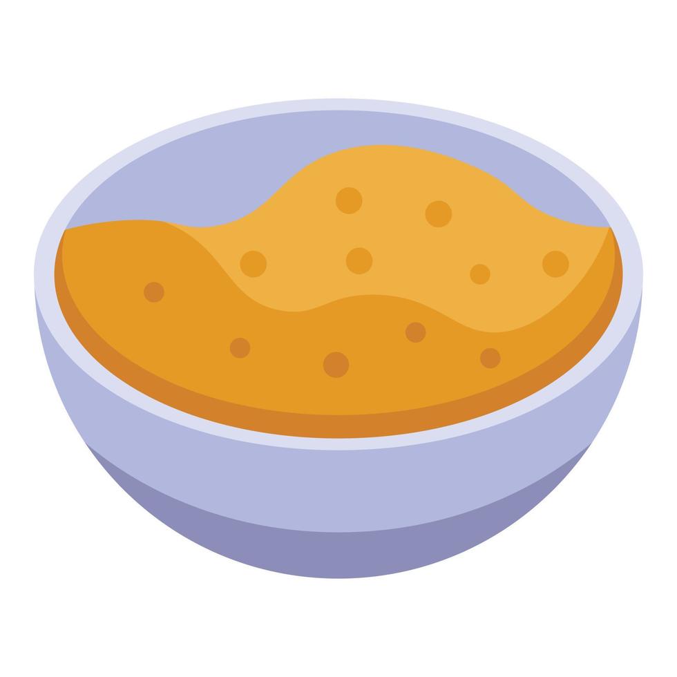 Morning muesli bowl icon, isometric style vector