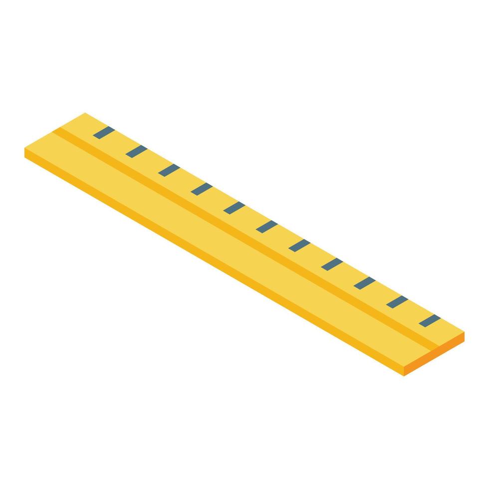 Wood ruler icon, isometric style vector