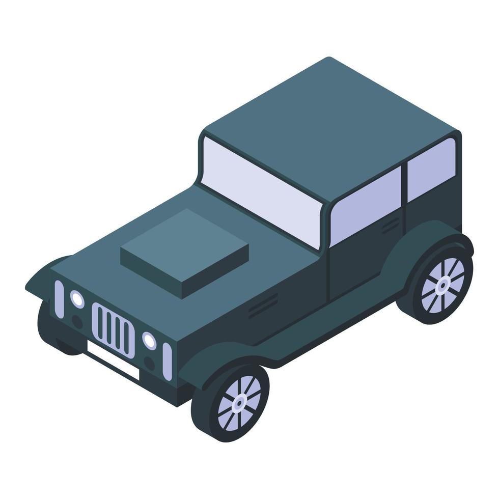 Retro black car icon, isometric style vector