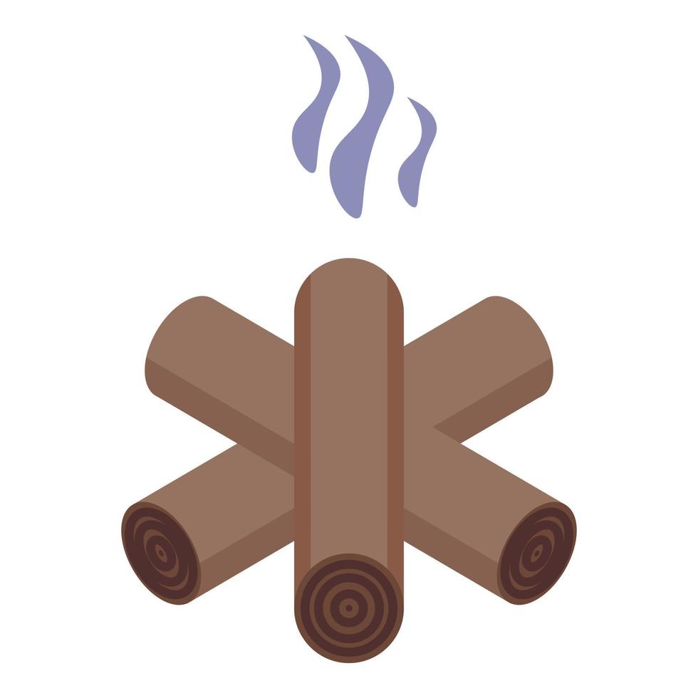 Burned fireplace icon, isometric style vector