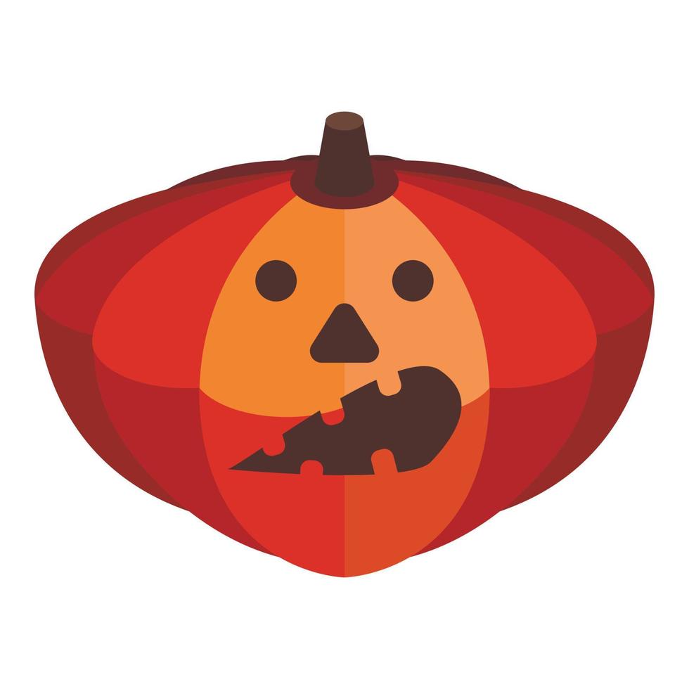 Scary halloween pumpkin icon, isometric style vector