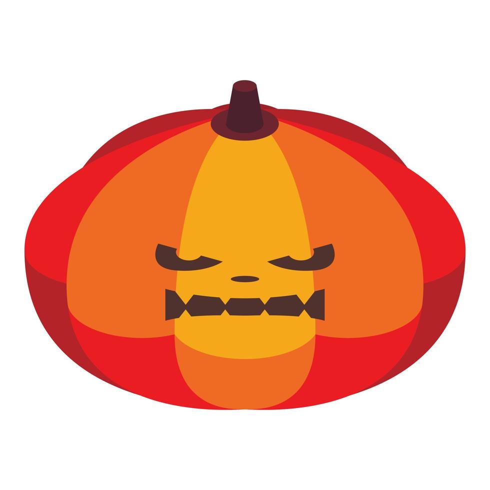 Pumpkin face icon, isometric style vector