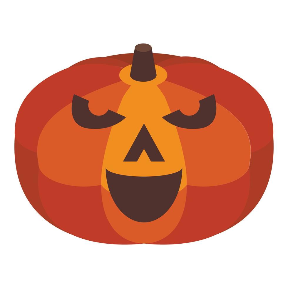 Cute pumpkin icon, isometric style vector