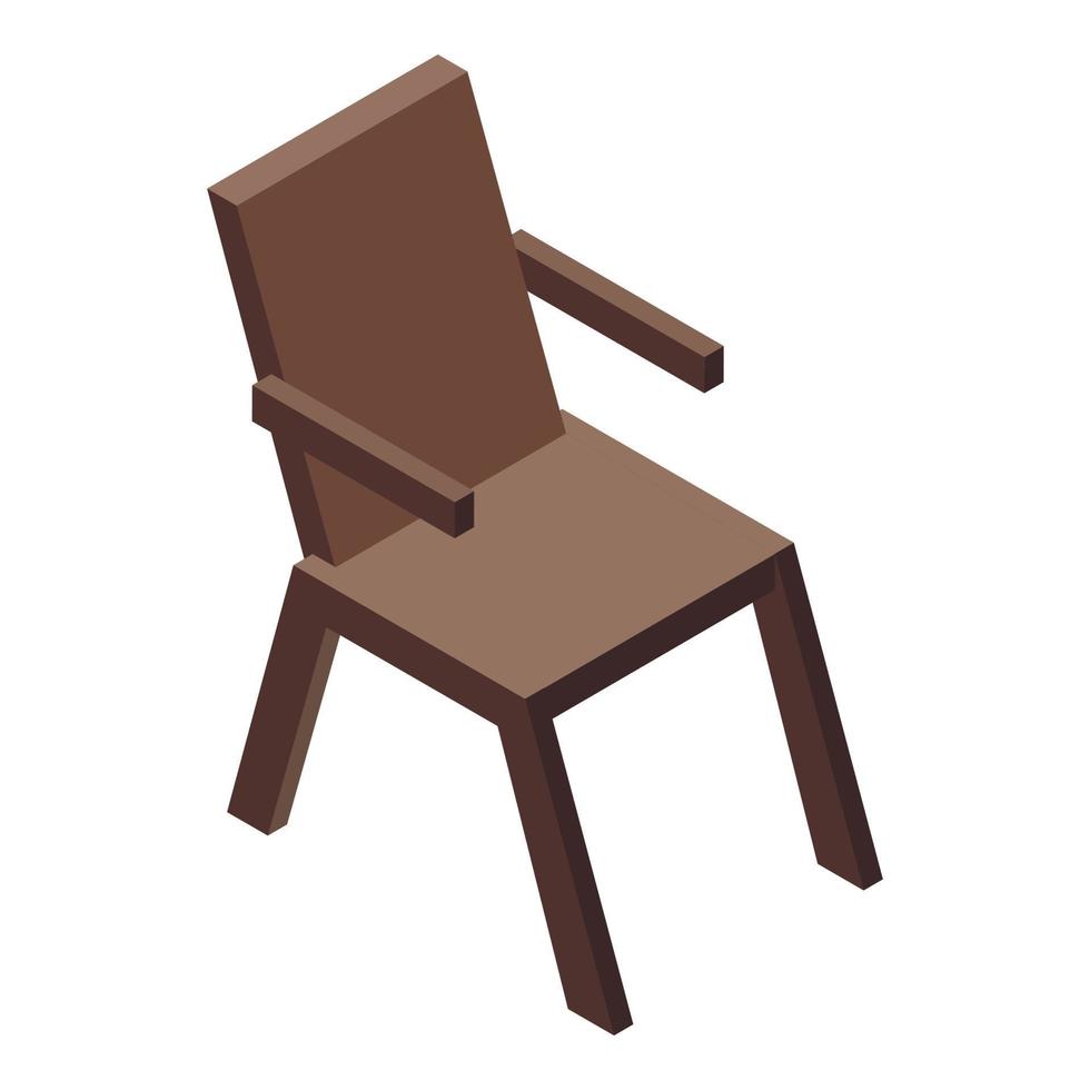 icono de silla de madera exterior, estilo isométrico vector