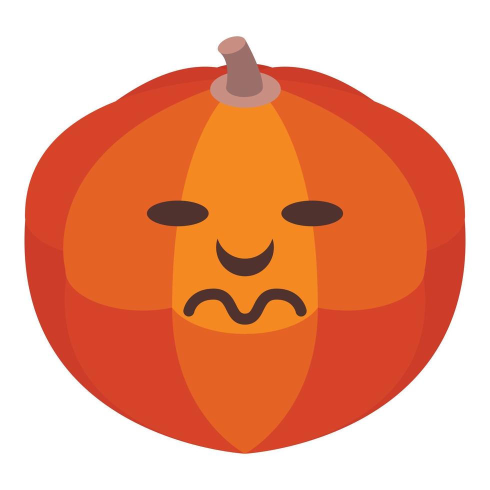 icono de calabaza de halloween triste, estilo isométrico vector