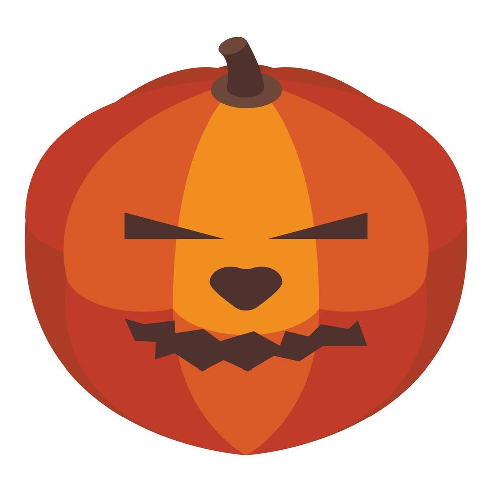 Fear pumpkin icon, isometric style vector