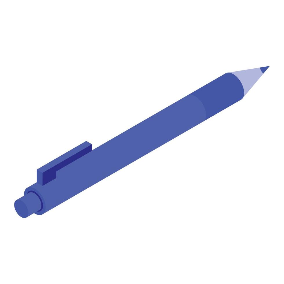 Blue pen icon, isometric style vector