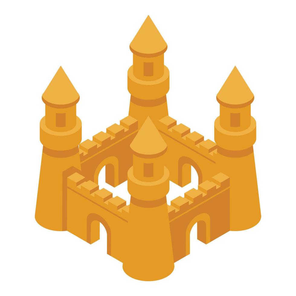 icono de castillo de arena de construcción, estilo isométrico vector