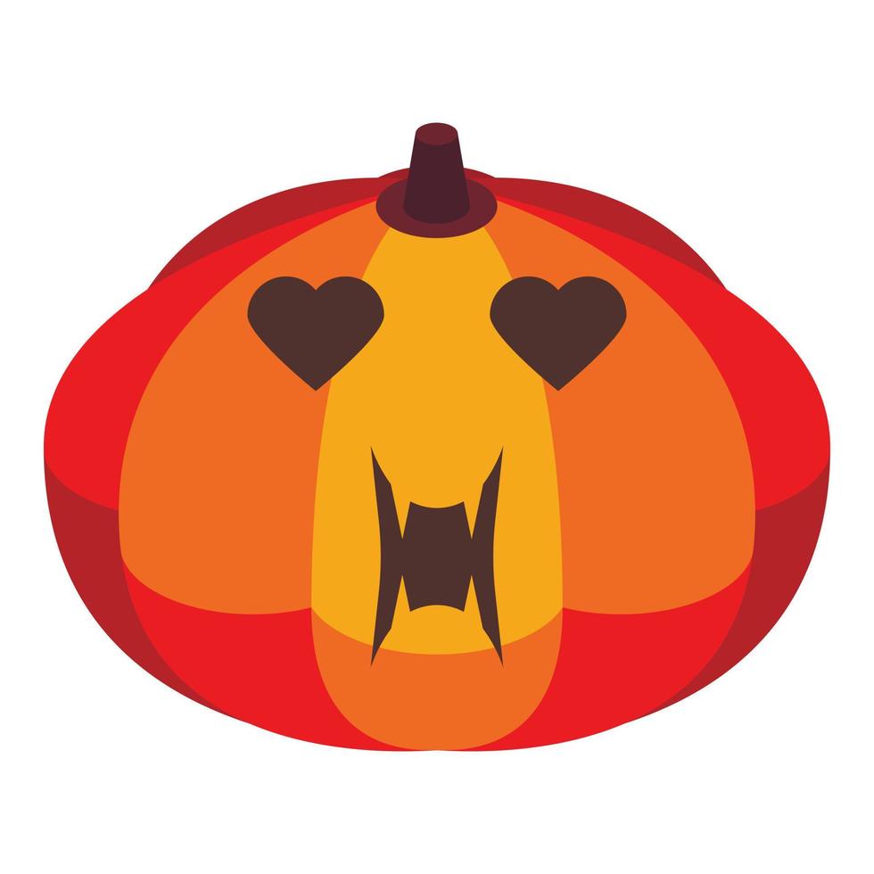 Cute halloween pumpkin icon, isometric style vector