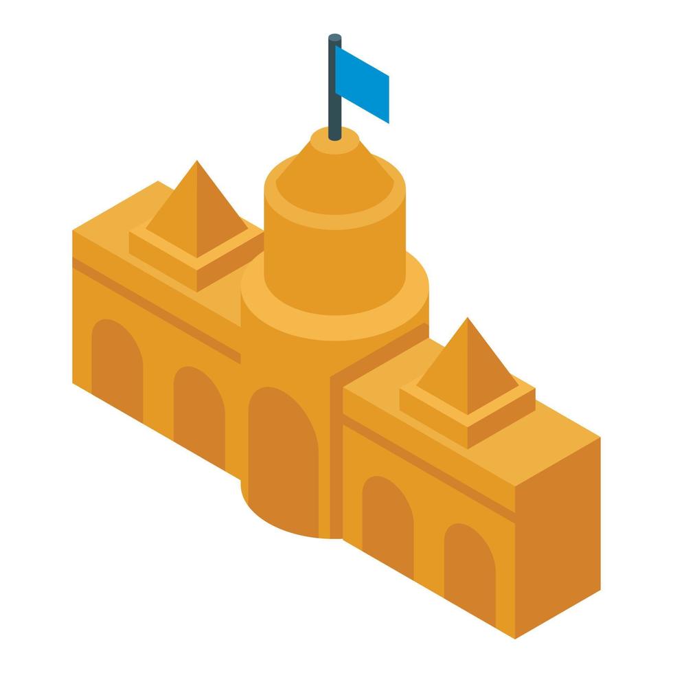Fortress sand castle icon, isometric style vector
