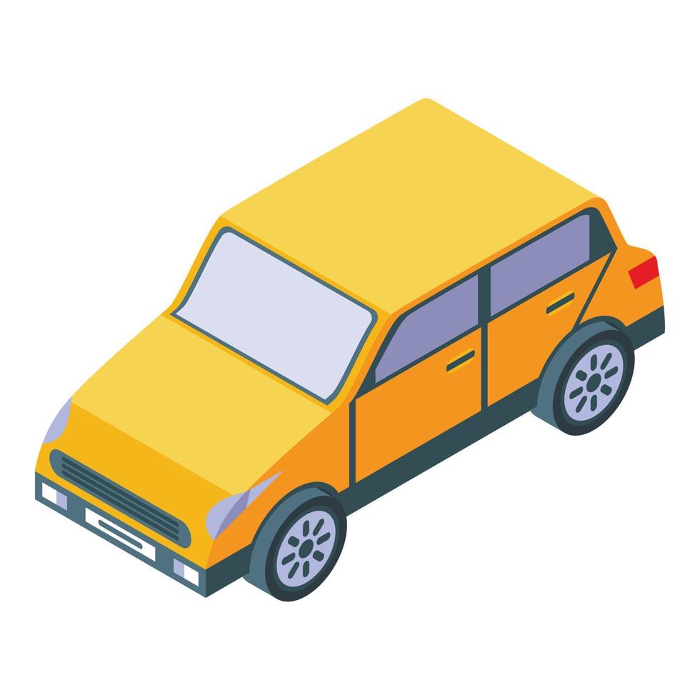 icono de coche amarillo, estilo isométrico vector