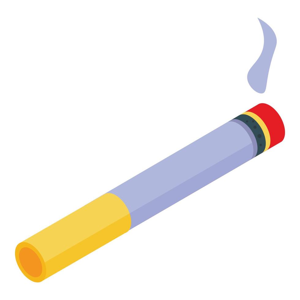 Burning cigarette icon, isometric style vector