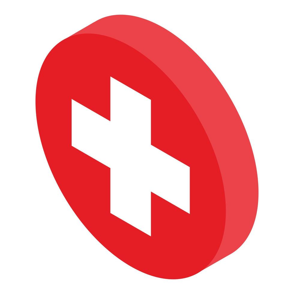 Medical cross icon, isometric style vector