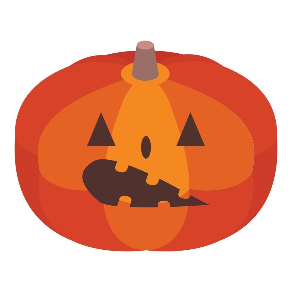 Smile pumpkin icon, isometric style vector