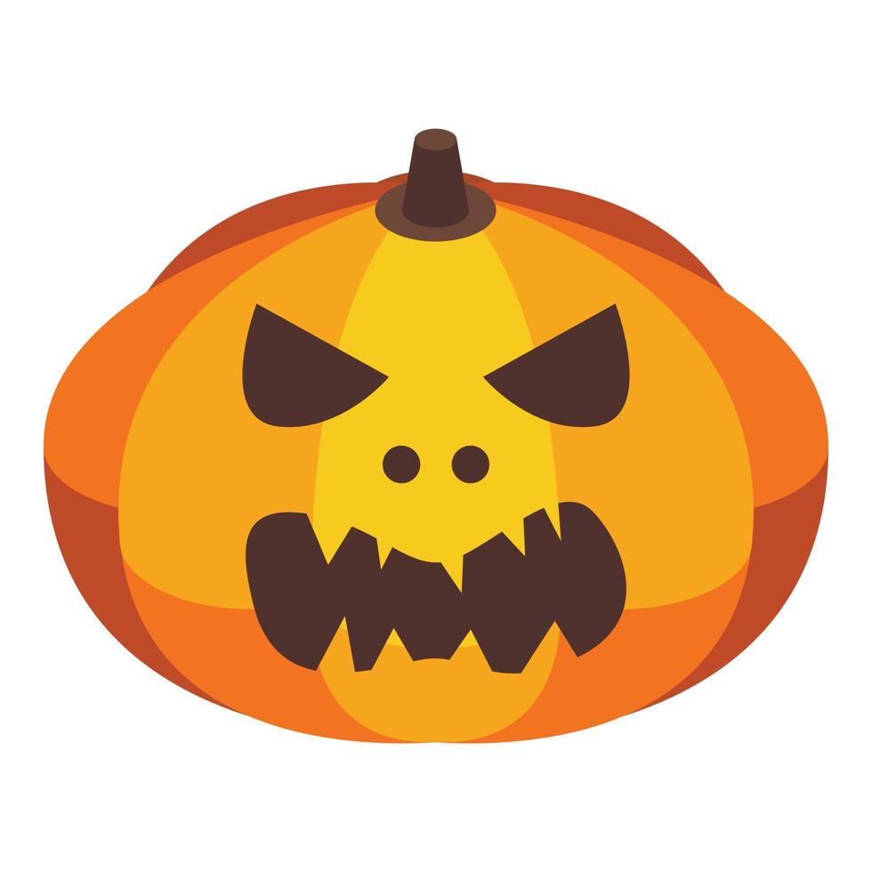 Furry halloween pumpkin icon, isometric style vector