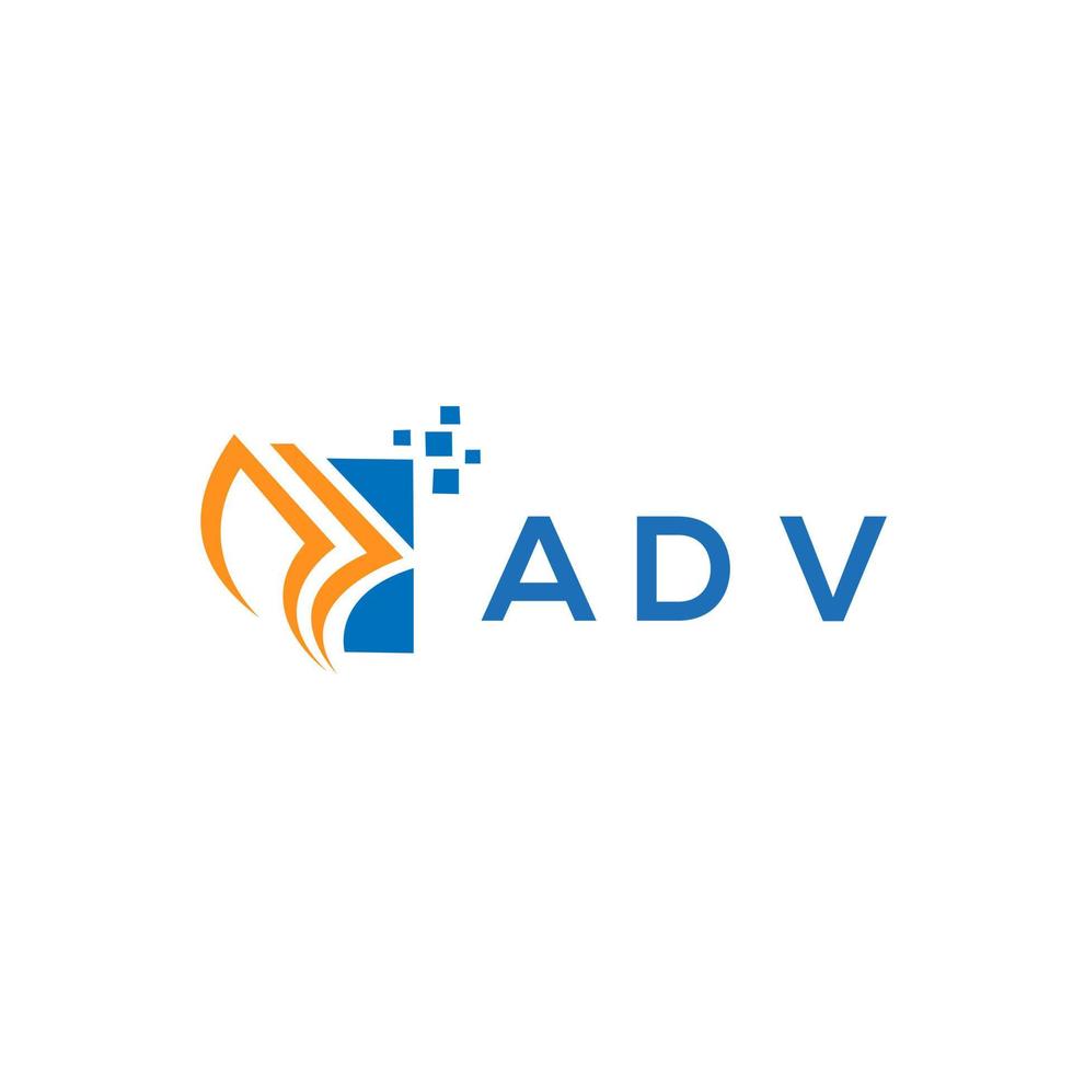 diseño de logotipo de contabilidad de reparación de crédito adv sobre fondo blanco. concepto de logotipo de letra de gráfico de crecimiento de iniciales creativas adv. diseño de logotipo de finanzas empresariales adv. vector