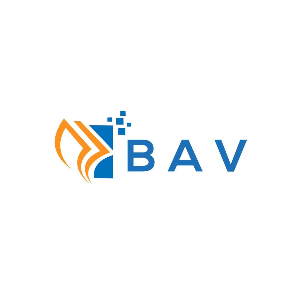 diseño de logotipo de contabilidad de reparación de crédito bav sobre fondo blanco. concepto de logotipo de letra de gráfico de crecimiento de iniciales creativas de bav. diseño del logotipo de finanzas empresariales bav. vector