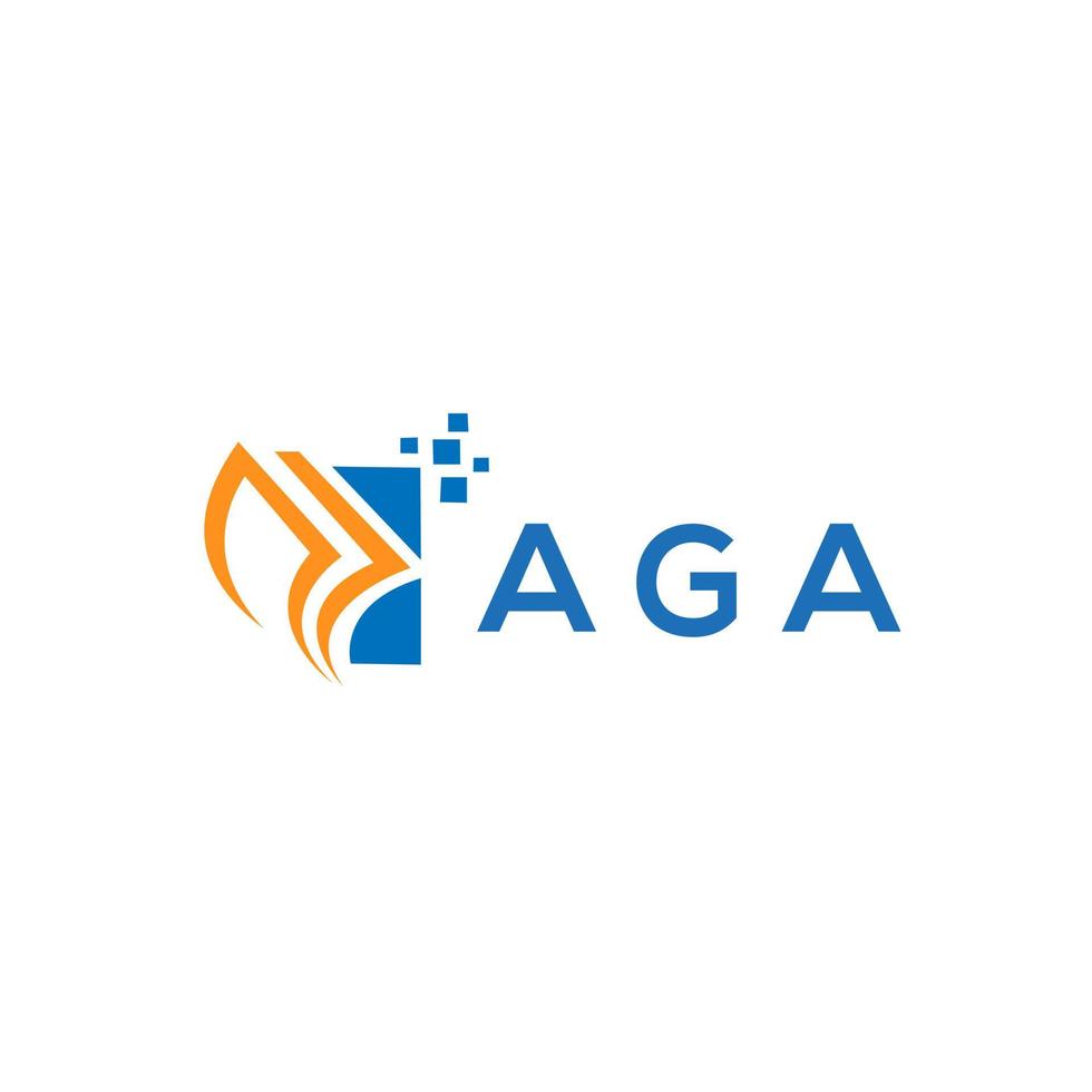 diseño de logotipo de contabilidad de reparación de crédito aga sobre fondo blanco. concepto de logotipo de letra de gráfico de crecimiento de iniciales creativas aga. aga diseño de logotipo de finanzas empresariales. vector