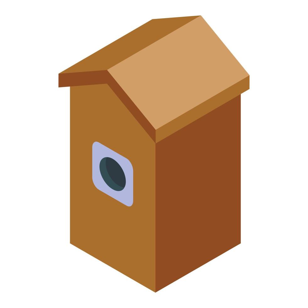 icono de casa de pájaro de madera, estilo isométrico vector