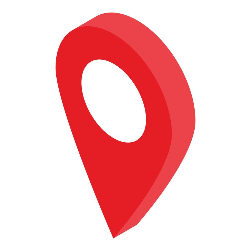 Red gps pin icon, isometric style vector