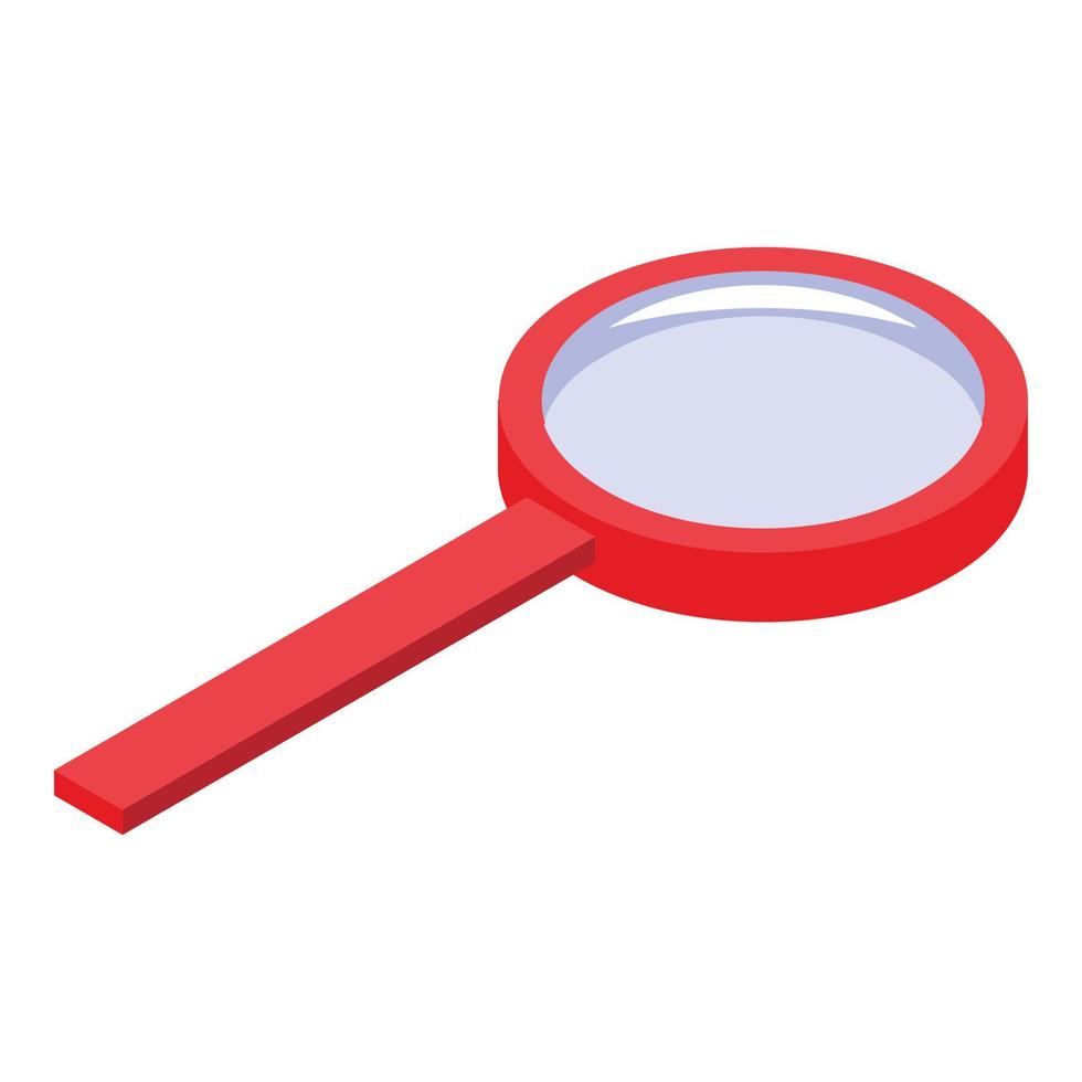Red magnifier icon, isometric style vector
