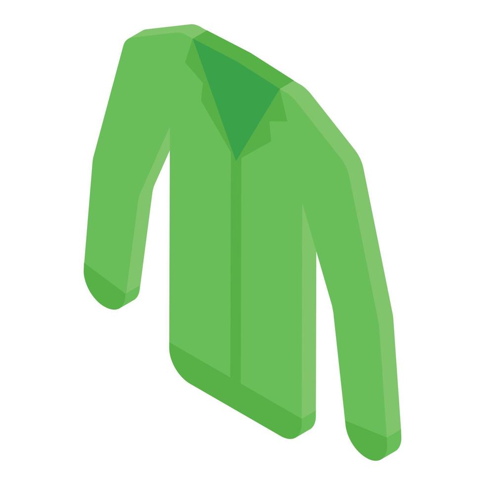 icono de chaqueta verde, estilo isométrico vector