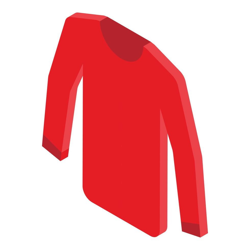 icono de suéter rojo, estilo isométrico vector