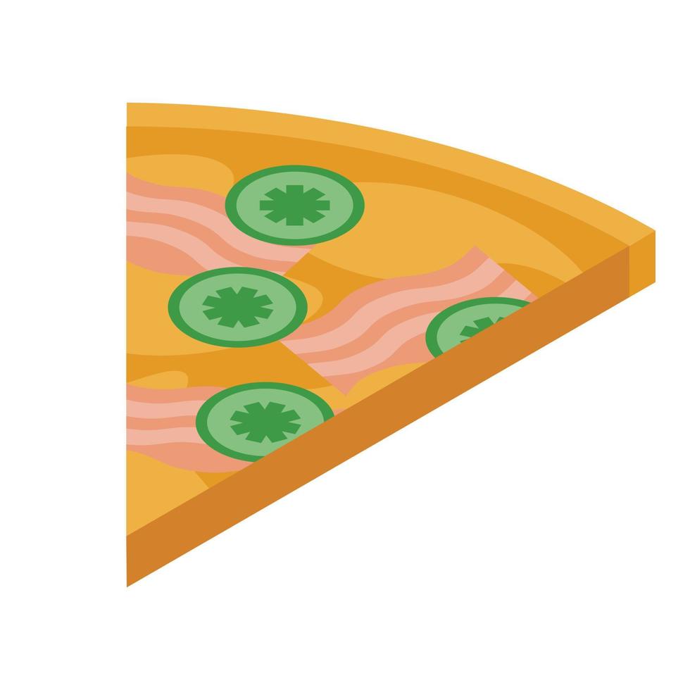 icono de rebanada de salchicha de pepino de pizza, estilo isométrico vector