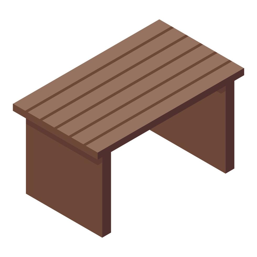 icono de mesa de jardín de madera, estilo isométrico vector