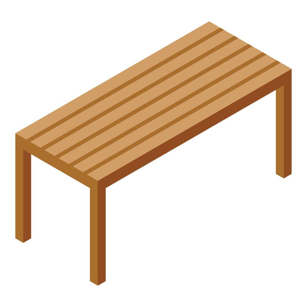 Wood bench icon, isometric style vector
