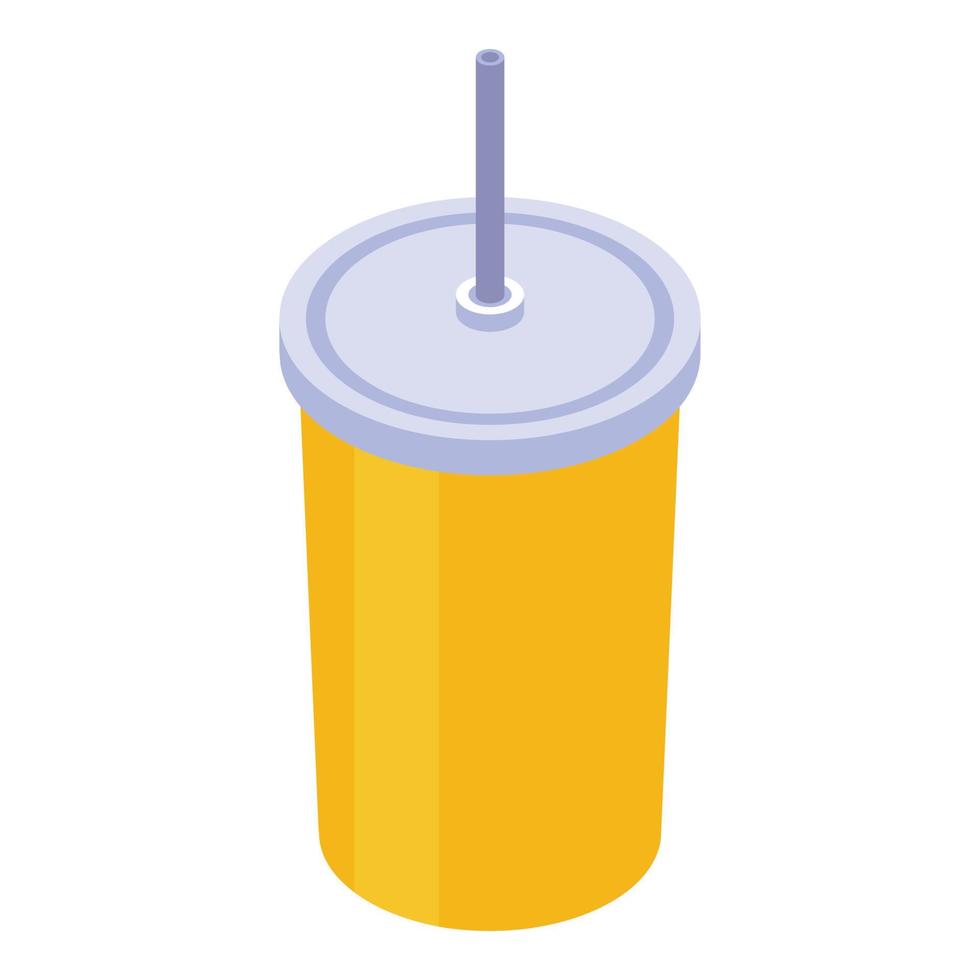 Juice plastic cup icon, isometric style vector