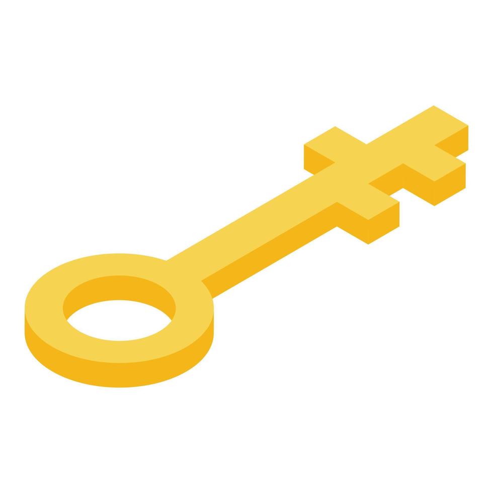 Gold key icon, isometric style vector