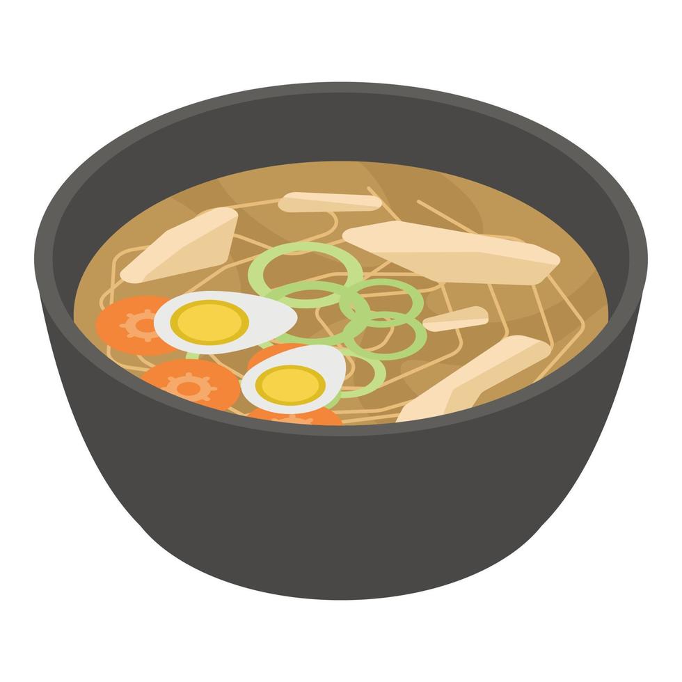 Ramen black bowl icon, isometric style vector