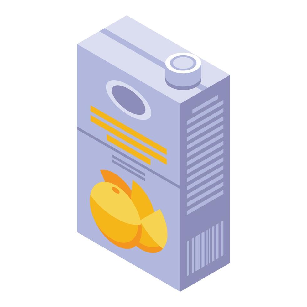 icono de tetra pack de jugo de naranja, estilo isométrico vector