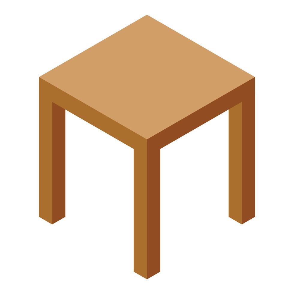 Wood backless chair icon, isometric style vector