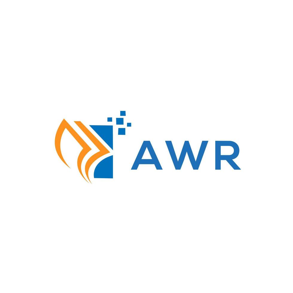 diseño de logotipo de contabilidad de reparación de crédito awr sobre fondo blanco. concepto de logotipo de letra de gráfico de crecimiento de iniciales creativas awr. diseño del logotipo de finanzas empresariales awr. vector