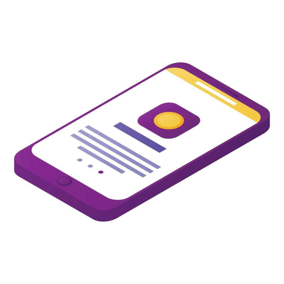 Touch smartphone icon, isometric style vector