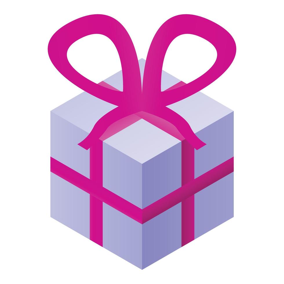 icono de caja de regalo de cinta rosa, estilo isométrico vector